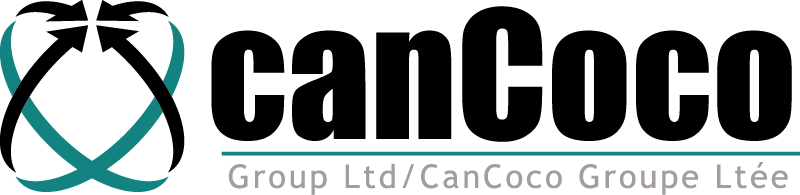 Cancoco horizontal logo black and teal