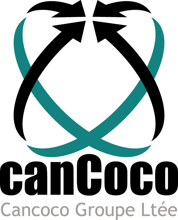 Cancoco logo vertical black and teal